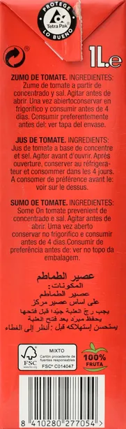 Zumo de Tomate 100%